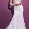 Cinderella Divine CD951W Lace Mermaid Gown With Long Illusion Sleeves(Off White Lace Mermaid Gown With Long Illusion Sleeves Open Back)