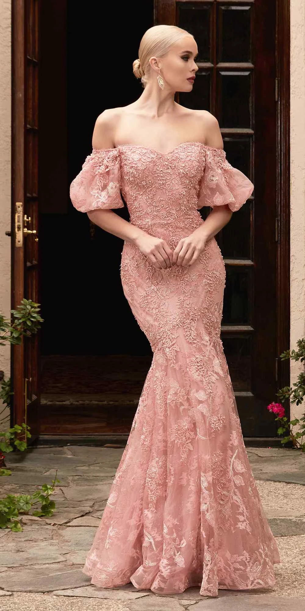 Cinderella Divine CD959 Off The Shoulder Puff Sleeve Lace Mermaid Gown(Off The Shoulder Puff Sleeve Lace Mermaid Gown By Cinderella Divine Cd959) 1 Cinderella Divine CD959 Off The Shoulder Puff Sleeve Lace Mermaid Gown(Off The Shoulder Puff Sleeve Lace Mermaid Gown By Cinderella Divine Cd959)