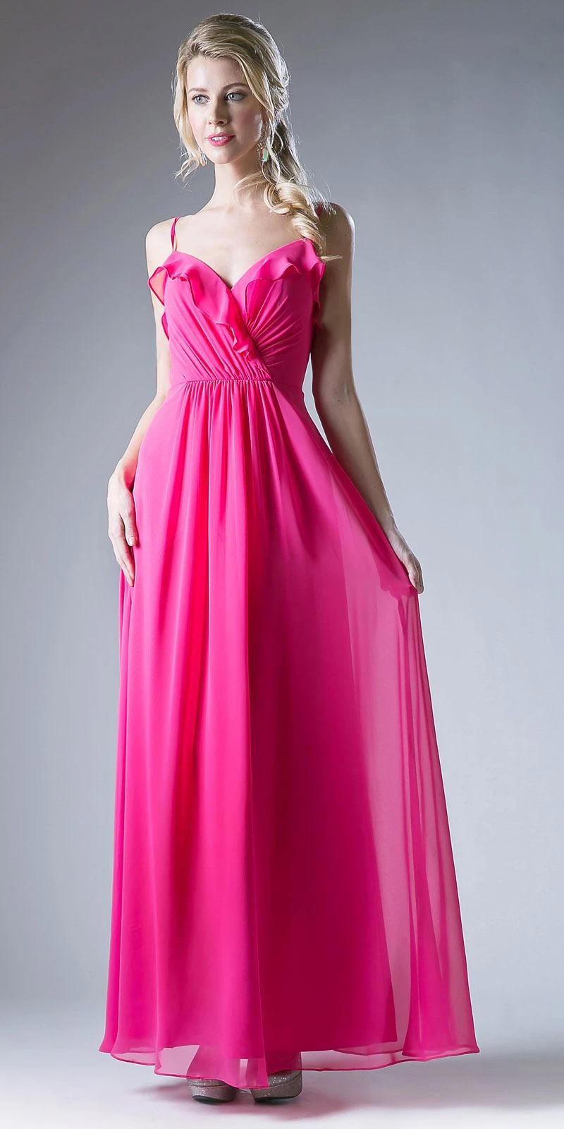 Cinderella Divine CH524 Chiffon Ruffled V-Neck A-Line Long Dress(Mint Ruffled V Neck A Line Long Formal Dress Spaghetti Strap) 6 Cinderella Divine CH524 Chiffon Ruffled V-Neck A-Line Long Dress(Mint Ruffled V Neck A Line Long Formal Dress Spaghetti Strap) - Image 6