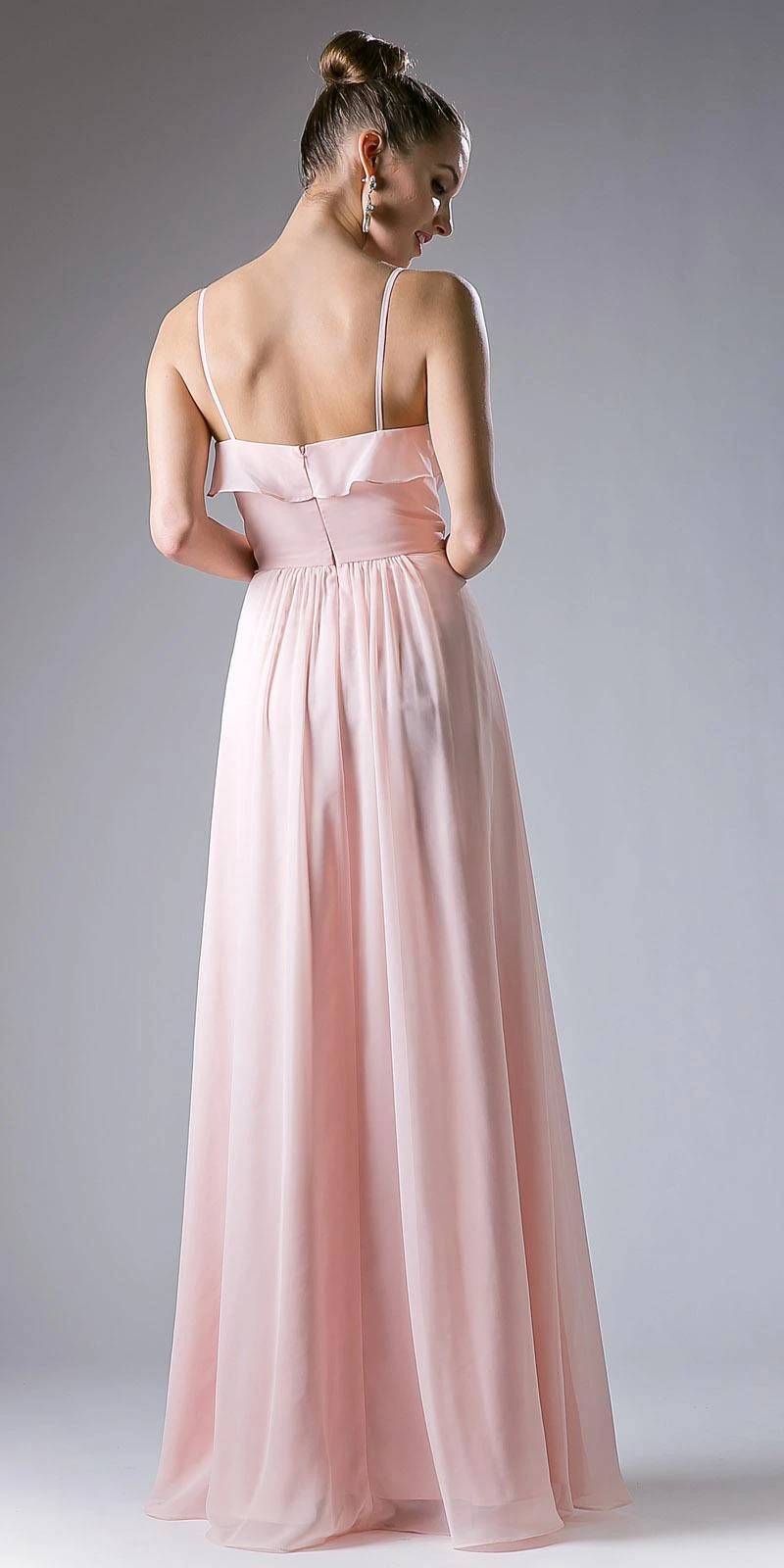 Cinderella Divine CH524 Chiffon Ruffled V-Neck A-Line Long Dress(Mint Ruffled V Neck A Line Long Formal Dress Spaghetti Strap) 5 Cinderella Divine CH524 Chiffon Ruffled V-Neck A-Line Long Dress(Mint Ruffled V Neck A Line Long Formal Dress Spaghetti Strap) - Image 5