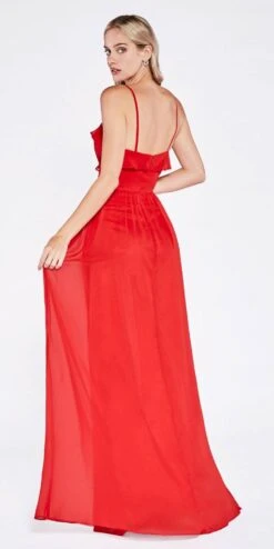 Cinderella Divine CH524 Chiffon Ruffled V-Neck A-Line Long Dress(Mint Ruffled V Neck A Line Long Formal Dress Spaghetti Strap) 8 Cinderella Divine CH524 Chiffon Ruffled V-Neck A-Line Long Dress(Mint Ruffled V Neck A Line Long Formal Dress Spaghetti Strap) -Discount Dress Shops CH524 cinderella divine red back