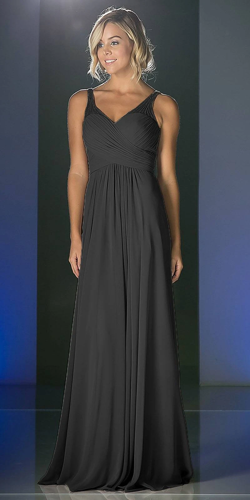 CLEARANCE - Ladivine CJ214 Long Chiffon Dress V-Neck Pleated Bodice (Size 4)(Clearance Ladivine Cj214 Long Chiffon Dress V Neck Pleated Bodice Size 4) 1 CLEARANCE - Ladivine CJ214 Long Chiffon Dress V-Neck Pleated Bodice (Size 4)(Clearance Ladivine Cj214 Long Chiffon Dress V Neck Pleated Bodice Size 4)