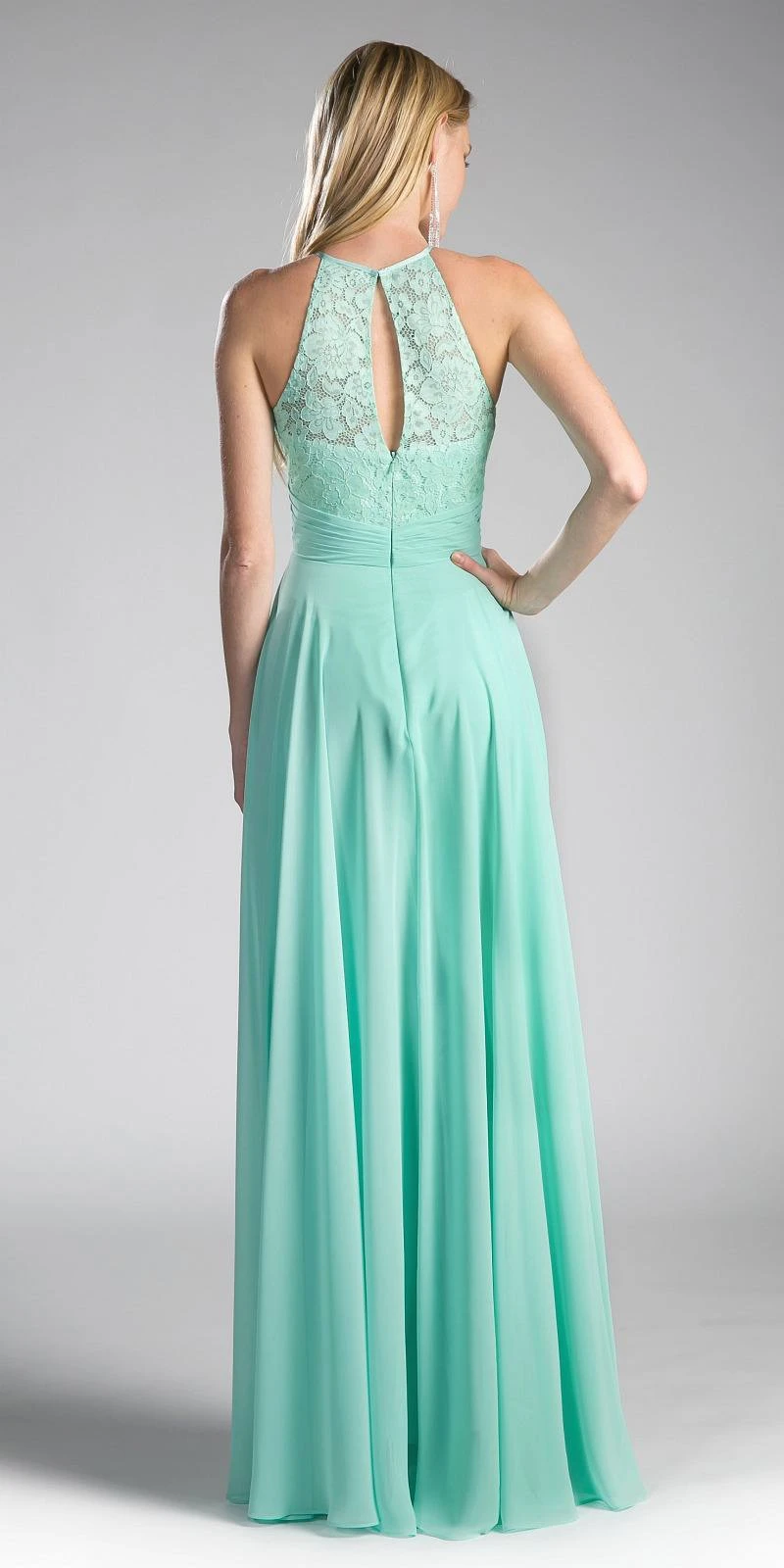 CLEARANCE - Cinderella Divine CJ228 Halter Lace Long Dress Keyhole Neckline (Size 18)(Clearance Cinderella Divine Cj228 Halter Lace Long Dress Keyhole Neckline Size 18) 2 CLEARANCE - Cinderella Divine CJ228 Halter Lace Long Dress Keyhole Neckline (Size 18)(Clearance Cinderella Divine Cj228 Halter Lace Long Dress Keyhole Neckline Size 18) - Image 2