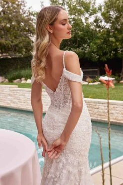 Ladivine CK703W Off The Shoulder Fitted Lace Bridal Gown(Ladivine Ck703w Off The Shoulder Fitted Lace Bridal Gown) -Discount Dress Shops CK703