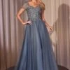 Ladivine CM360 Embellished Lace Layered Tulle Ball Gown(Ladivine Cm360 Embellished Lace Layered Tulle Ball Gown)