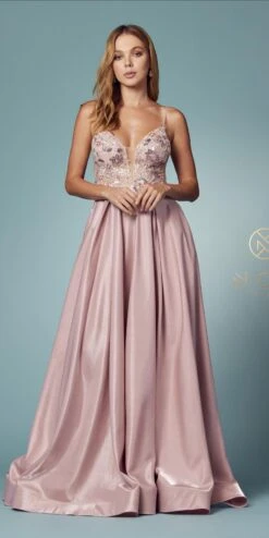 Nox Anabel E1004 Long A-Line Iridescent Formal Gown(Long A Line Iridescent Formal Gown By Nox Anabel E1004)