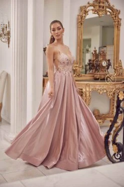 Nox Anabel E1004 Long A-Line Iridescent Formal Gown(Long A Line Iridescent Formal Gown By Nox Anabel E1004) -Discount Dress Shops E1004 MAUVE 25