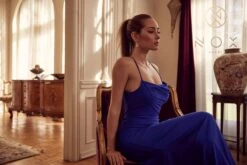 Nox Anabel E1007 Long Satin Column Formal Gown(Long Satin Column Formal Gown By Nox Anabel E1007) -Discount Dress Shops E1007 COBALTBLUE 64