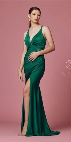 Nox Anabel E1035 Fitted Sheath Floor Length Evening Gown(Fitted Sheath Floor Length Evening Gown By Nox Anabel E1035) -Discount Dress Shops E1035 EMERALDGREEN 42