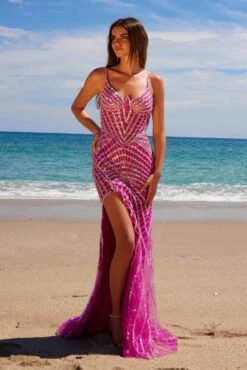 Nox Anabel E1531 Long Dress Fully Beaded Applique V-Neckline(Nox Anabel E1531 Long Dress Fully Beaded Applique V Neckline)