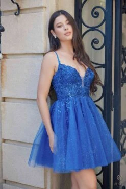 Nox Anabel E902 Short A-Line Applique Sleeveless Homecoming Dress(Nox Anabel E902 Short A Line Applique Sleeveless Homecoming Dress) -Discount Dress Shops E902 ROYALBLUE 17