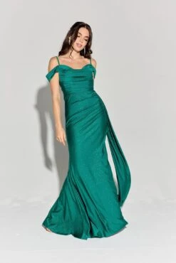 Eureka Fashion EK107 Long Off Shoulder Cowl Neckline Formal Gown(Eureka Fashion Ek107 Long Off Shoulder Cowl Neckline Formal Gown) -Discount Dress Shops EK107EMERALD