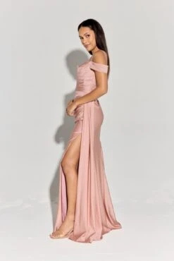 Eureka Fashion EK107 Long Off Shoulder Cowl Neckline Formal Gown(Eureka Fashion Ek107 Long Off Shoulder Cowl Neckline Formal Gown) -Discount Dress Shops EK107ROSEGOLD2