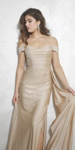 Eureka Fashion EK107 Long Off Shoulder Cowl Neckline Formal Gown(Eureka Fashion Ek107 Long Off Shoulder Cowl Neckline Formal Gown) -Discount Dress Shops EK107 eureka champagne