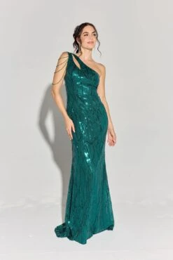 Eureka EK113 Floor Length Sequin Swirl Fitted One Shoulder Gown(Eureka Ek113 Floor Length Sequin Swirl Fitted One Shoulder Gown)