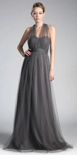 Cinderella Divine ET322 Tulle Infinity Style Long Dress(Tulle Infinity Style Long Bridesmaid Dress Burgundy)