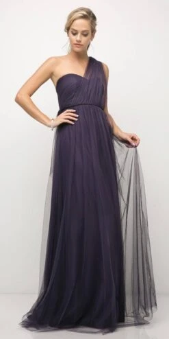 Cinderella Divine ET322 Tulle Infinity Style Long Dress(Tulle Infinity Style Long Bridesmaid Dress Burgundy) -Discount Dress Shops ET322 cinderella divine dark plum