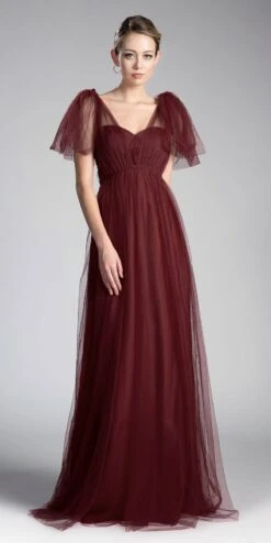 Cinderella Divine ET322 Tulle Infinity Style Long Dress(Tulle Infinity Style Long Bridesmaid Dress Burgundy) -Discount Dress Shops ET322 cinderella divine deep red
