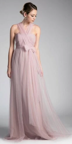 Cinderella Divine ET322 Tulle Infinity Style Long Dress(Tulle Infinity Style Long Bridesmaid Dress Burgundy) -Discount Dress Shops ET322 cinderella divine dusty rose