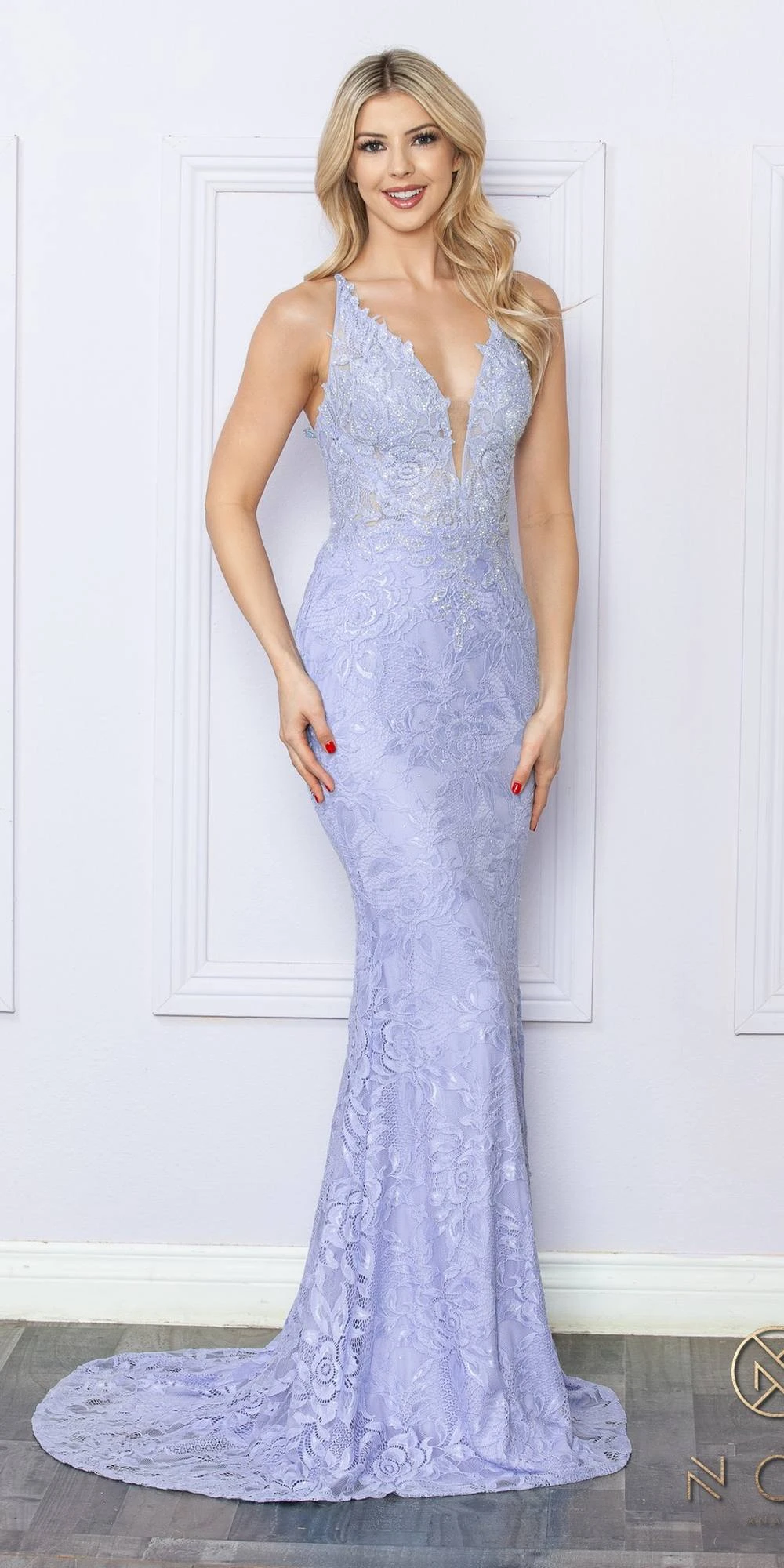 Nox Anabel G1353 Long Boho Inspired Embroidered V-Neck Mermaid Gown(Nox Anabel G1353 Long Boho Inspired Embroidered V Neck Mermaid Gown) 5 Nox Anabel G1353 Long Boho Inspired Embroidered V-Neck Mermaid Gown(Nox Anabel G1353 Long Boho Inspired Embroidered V Neck Mermaid Gown) - Image 5