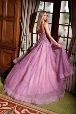 Nox Anabel G1371 Long A-Line Tulle Dress With A Sweetheart Top Sequin Applique(Nox Anabel G1371 Long A Line Tulle Dress With A Sweetheart Top Sequin Applique) -Discount Dress Shops G1371DARKROSE 14