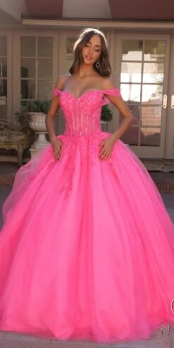 Nox Anabel H1349 Poofy Long Quinceanera Off The Shoulder Ballgown(Nox Anabel H1349 Poofy Long Quinceanera Off The Shoulder Ballgown)