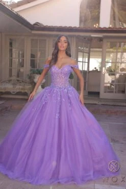 Nox Anabel H1349 Poofy Long Quinceanera Off The Shoulder Ballgown(Nox Anabel H1349 Poofy Long Quinceanera Off The Shoulder Ballgown) -Discount Dress Shops H1349LAVENDER11584