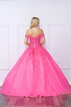 Nox Anabel H1349 Poofy Long Quinceanera Off The Shoulder Ballgown(Nox Anabel H1349 Poofy Long Quinceanera Off The Shoulder Ballgown) -Discount Dress Shops H1349 HOTPINK 11