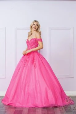 Nox Anabel H1349 Poofy Long Quinceanera Off The Shoulder Ballgown(Nox Anabel H1349 Poofy Long Quinceanera Off The Shoulder Ballgown) -Discount Dress Shops H1349 HOTPINK 7