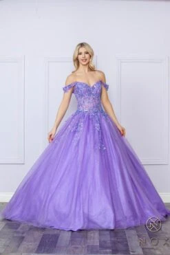 Nox Anabel H1349 Poofy Long Quinceanera Off The Shoulder Ballgown(Nox Anabel H1349 Poofy Long Quinceanera Off The Shoulder Ballgown) -Discount Dress Shops H1349 LAVENDER 10