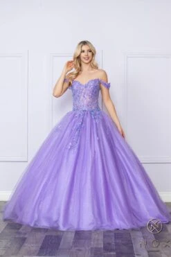 Nox Anabel H1349 Poofy Long Quinceanera Off The Shoulder Ballgown(Nox Anabel H1349 Poofy Long Quinceanera Off The Shoulder Ballgown) -Discount Dress Shops H1349 LAVENDER 2