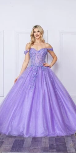 Nox Anabel H1349 Poofy Long Quinceanera Off The Shoulder Ballgown(Nox Anabel H1349 Poofy Long Quinceanera Off The Shoulder Ballgown) -Discount Dress Shops H1349 LAVENDER 3