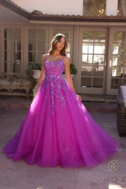 Nox Anabel H1464 Square Neck Poofy A-Line Quinceanera Gown(Nox Anabel H1464 Square Neck Poofy A Line Quinceanera Gown) -Discount Dress Shops H1464PURPLE11204 FULL