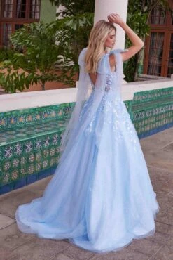 Nox Anabel H1680 Draped Tie-Up Straps Applique Tulle Dress(Nox Anabel H1680 Draped Tie Up Straps Applique Tulle Dress) -Discount Dress Shops H1680BLUE 6