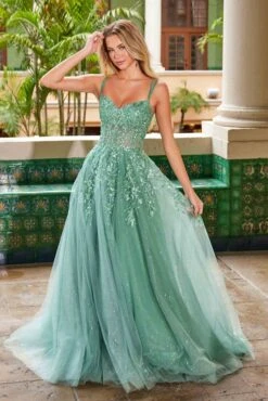 Nox Anabel H1682 A-Line Sweetheart Neckline Dress With Floral Applique(Nox Anabel H1682 A Line Sweetheart Neckline Dress With Floral Applique) -Discount Dress Shops H1682SAGEGREEN 8