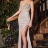 Ladivine J4305 Dress Fit & Flare Glitter Beaded Corset Prom Gown(Ladivine J4305 Dress Fit Flare Glitter Beaded Corset Prom Gown)