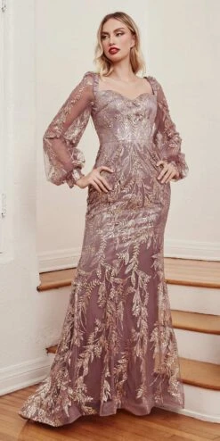 Cinderella Divine J816 Removable Long Sleeve Off The Shoulder Gown(Removable Long Sleeve Off The Shoulder Gown By Cinderella Divine J816) -Discount Dress Shops J816 gold violet