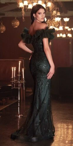 Cinderella Divine J818 Gathered Tulle Off The Shoulder Fitted Gown(Gathered Tulle Off The Shoulder Fitted Gown By Cinderella Divine J818) 13 Cinderella Divine J818 Gathered Tulle Off The Shoulder Fitted Gown(Gathered Tulle Off The Shoulder Fitted Gown By Cinderella Divine J818) -Discount Dress Shops J818 emerald 1