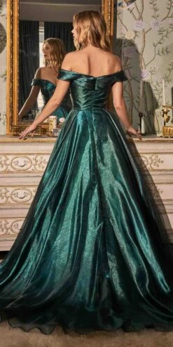 Cinderella Divine J822 A-Line Organza Off The Shoulder Ball Gown(A Line Organza Off The Shoulder Ball Gown By Cinderella Divine J822) -Discount Dress Shops J822 emerald 2