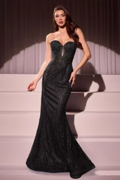 Ladivine J871 Long Sultry Fitted Strapless Embellished Gown(Ladivine J871 Long Sultry Fitted Strapless Embellished Gown) -Discount Dress Shops J871 black FRONT