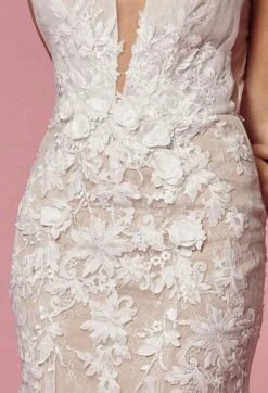 Nox Anabel JE917 V-Neck Mermaid Dress Lace And Tulle Skirt(V Neck Mermaid Dress Lace And Tulle Skirt By Nox Anabel Je917) -Discount Dress Shops JE917 DETAIL