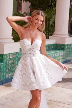 Nox Anabel JQ1017 Sweetheart Floral Big Bow Back Wedding Reception Dress(Nox Anabel Jq1017 Sweetheart Floral Big Bow Back Wedding Reception Dress) -Discount Dress Shops JQ1017WHITE 1