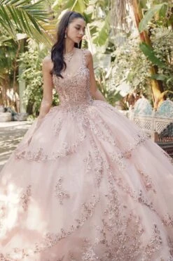 Juliet JT1450J Poofy Sweetheart Corset Boned Quinceanera Ball Gown(Juliet Jt1450j Poofy Sweetheart Corset Boned Quinceanera Ball Gown) -Discount Dress Shops JT1450JROSEGOLD 1
