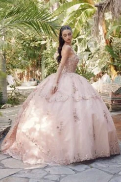 Juliet JT1450J Poofy Sweetheart Corset Boned Quinceanera Ball Gown(Juliet Jt1450j Poofy Sweetheart Corset Boned Quinceanera Ball Gown) -Discount Dress Shops JT1450JROSEGOLD 4