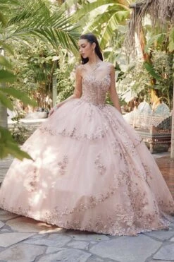 Juliet JT1450J Poofy Sweetheart Corset Boned Quinceanera Ball Gown(Juliet Jt1450j Poofy Sweetheart Corset Boned Quinceanera Ball Gown) -Discount Dress Shops JT1450JROSEGOLD 5