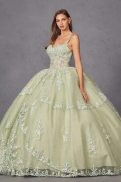 Juliet JT1450J Poofy Sweetheart Corset Boned Quinceanera Ball Gown(Juliet Jt1450j Poofy Sweetheart Corset Boned Quinceanera Ball Gown) -Discount Dress Shops JT1450JSAGEGREEN 4