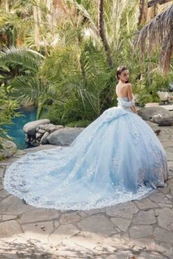 Juliet JT1458J Off The Shoulder Draped Sleeve Cathedral Train Quince Dress(Juliet Jt1458j Off The Shoulder Draped Sleeve Cathedral Train Quince Dress) -Discount Dress Shops JT1458JBAHAMABLUE 4