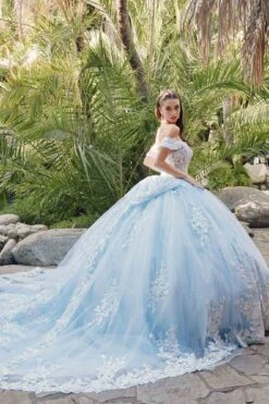 Juliet JT1458J Off The Shoulder Draped Sleeve Cathedral Train Quince Dress(Juliet Jt1458j Off The Shoulder Draped Sleeve Cathedral Train Quince Dress) -Discount Dress Shops JT1458JBAHAMABLUE 5