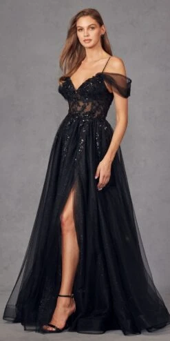 Juliet JT2466A Long Cold Shoulder Sweetheart Corset Bodice A-Line Gown(Juliet Jt2466a Long Cold Shoulder Sweetheart Corset Bodice A Line Gown) -Discount Dress Shops JT2466ABLACK 1 d9501e78 522d 4b9e 976e fad7521cecb1