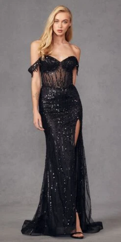 Juliet JT2471L Long Off The Shoulder Fringe Sleeve Fitted Evening Gown(Juliet Jt2471l Long Off The Shoulder Fringe Sleeve Fitted Evening Gown) -Discount Dress Shops JT2471LBLACK 1 ab4af9ee f56f 40d1 8c2c e2f8d5109e32